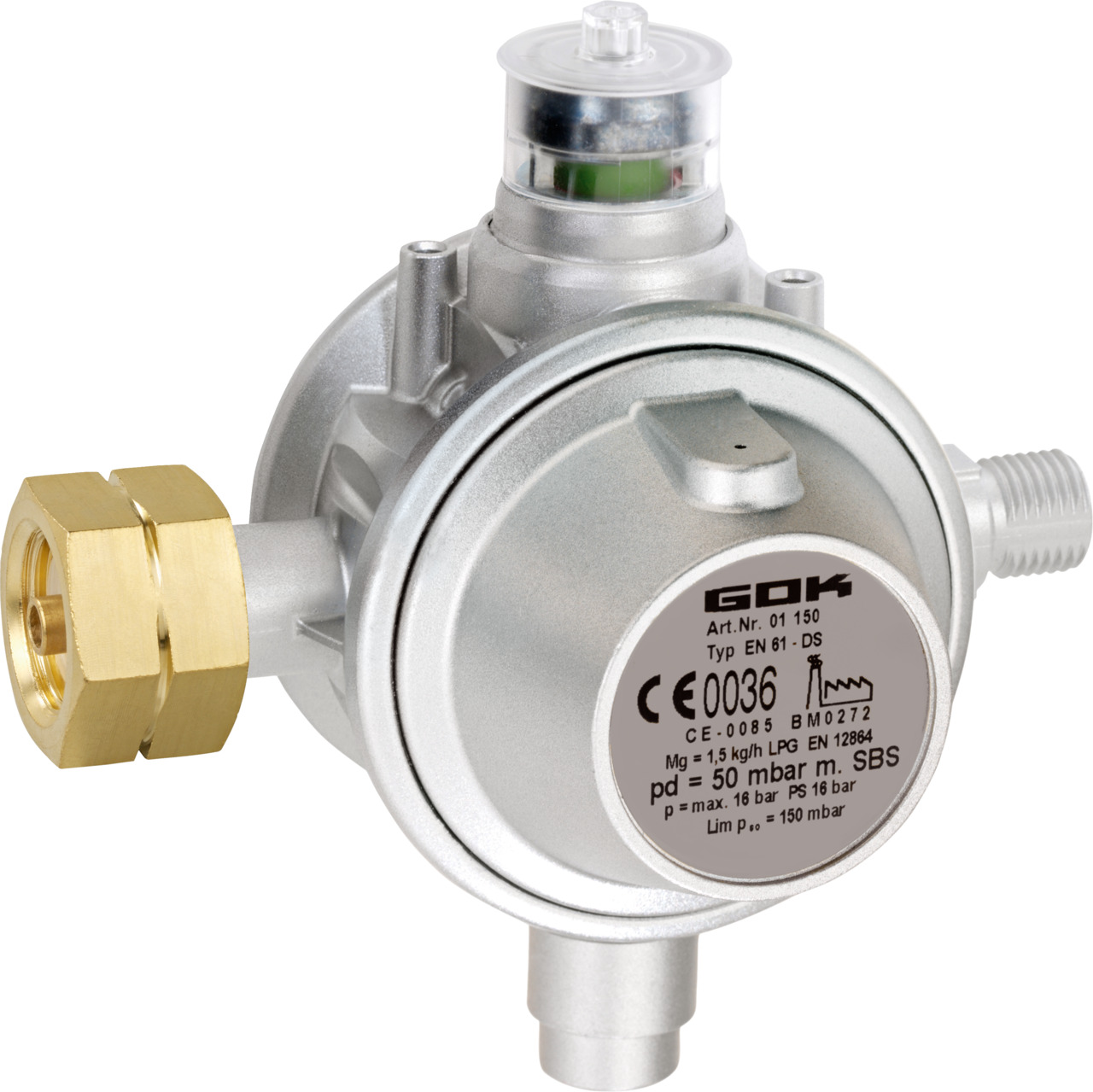 Gasregler EN61-DS 1,5kg/h 29mbar Komb.A x G1/4LH-KN UEDS SBS