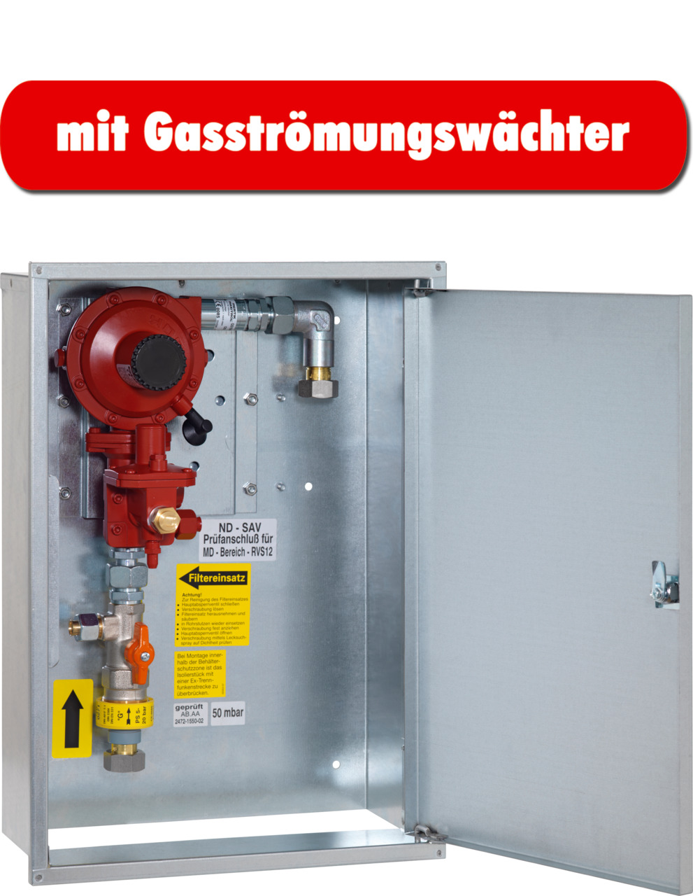 Regler-Set 0271PR/NDR0516 2kg/h 50mbar G3/4UEM OPSO PRV PR GS15 Schrank